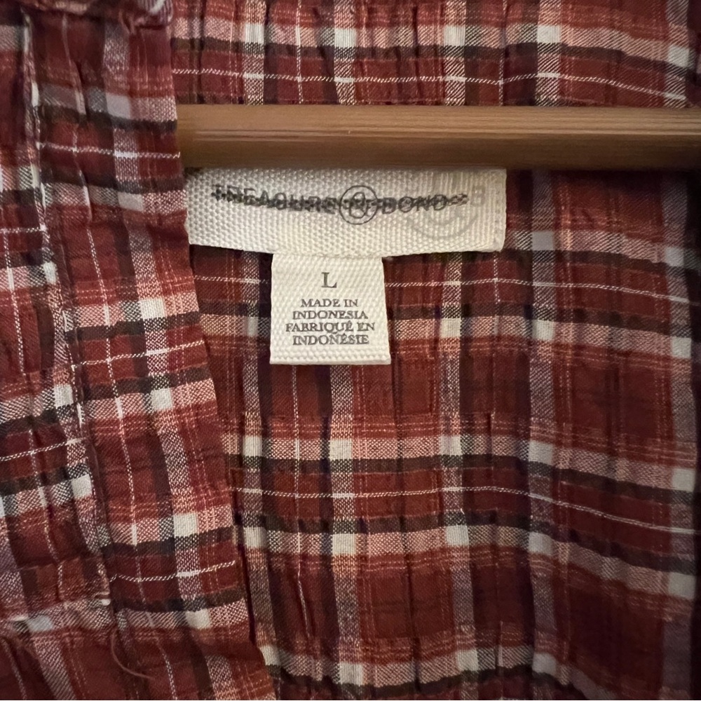 Treasure & Bond Plaid Blouse size L NWOT - Picture 5 of 5
